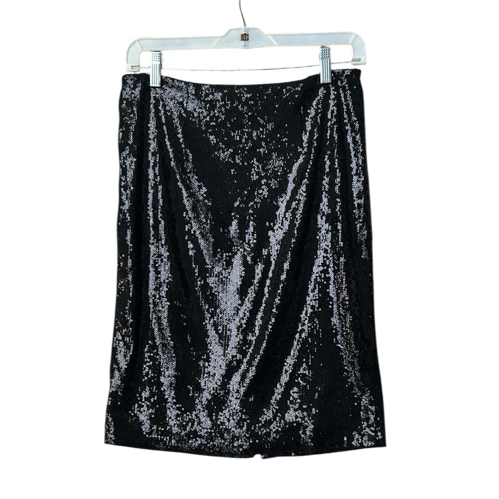 Calvin Klein Black Sequin Skirt Glam Cocktail Dressy‎ Party Wedding w/Slit 4